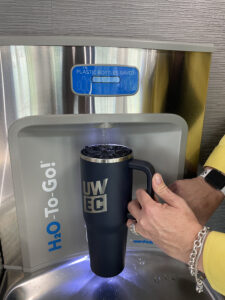 Water bottle refilling stations are available throughout The Sonnentag to reduce plastic waste.