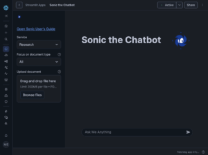 Sonic AI chatbot prompt interface displaying a structured query using internal documents.