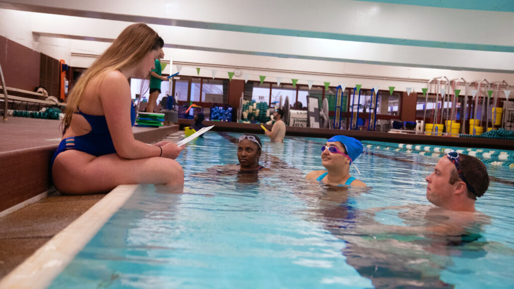 Student employment career readiness through aquatics staff training and leadership development at a campus recreation pool.